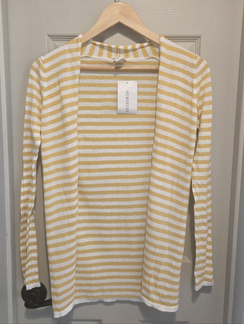 Yellow & White Striped Open Cardigan Melrose Market sz Small